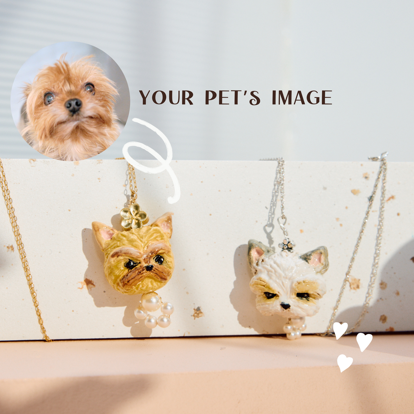 Sterling Silver Handmade Ceramic Pearl Pet Necklace