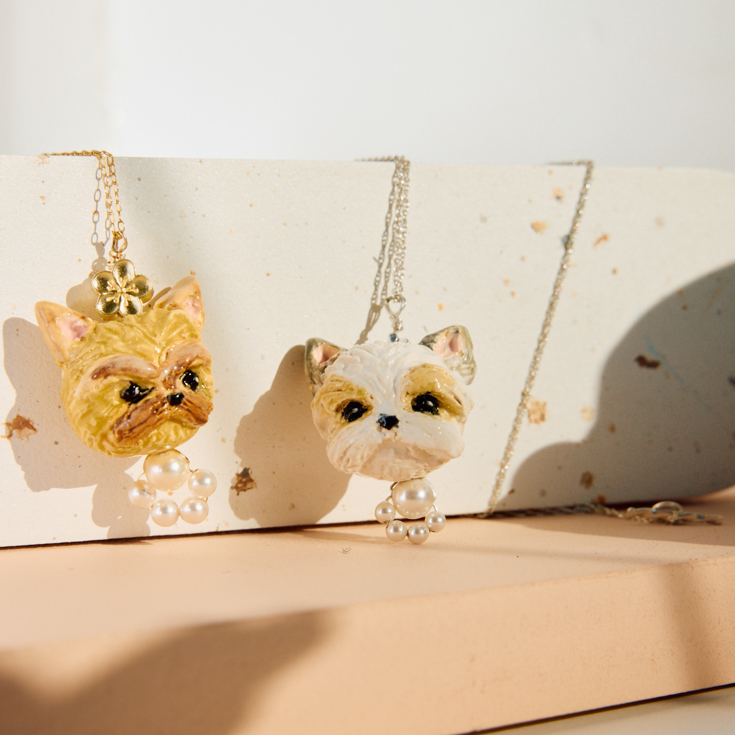 14K Filled-Gold Handmade Ceramic Pearl Pet Necklace