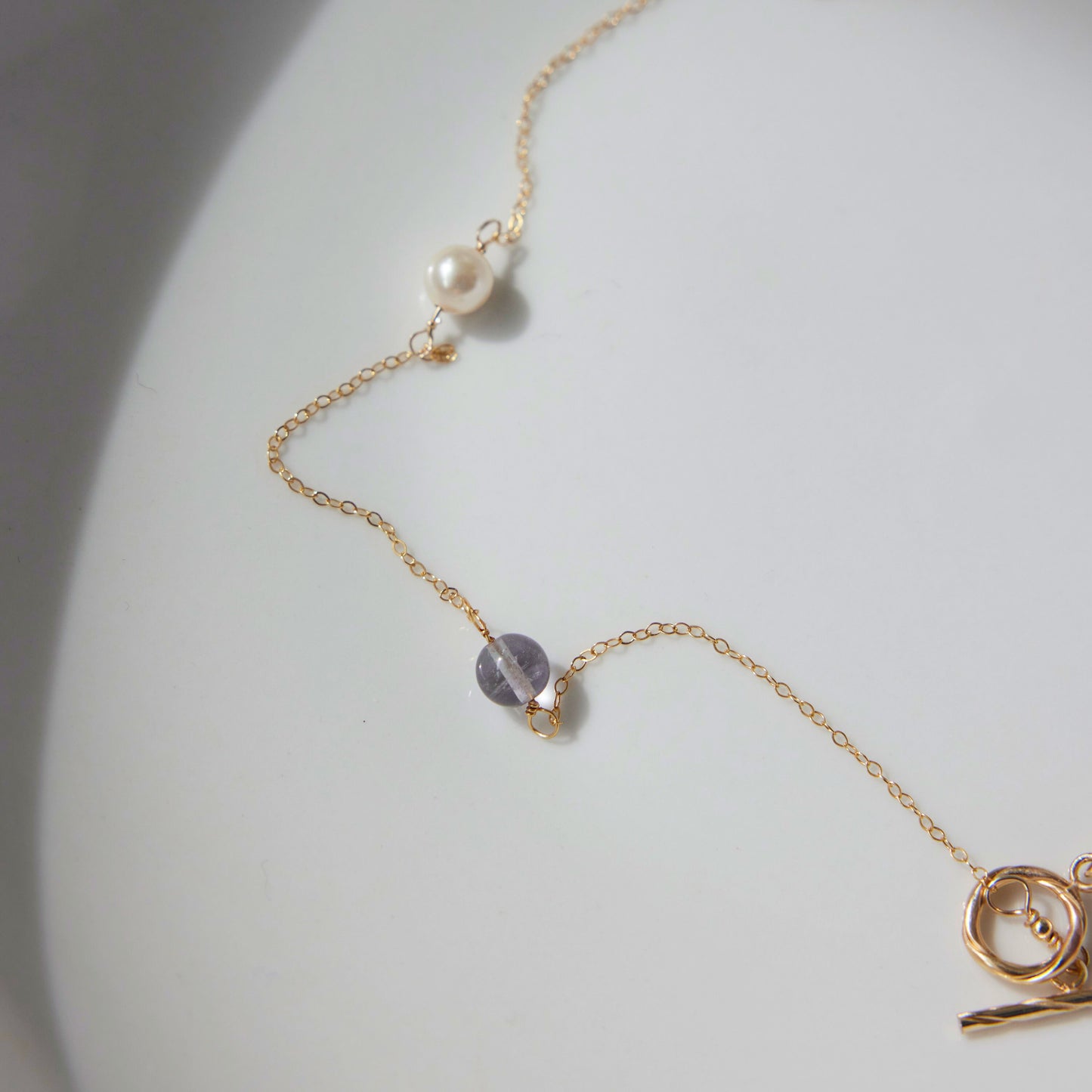 14K Legendary Luminous Pearl Necklace- A-Grade Swarovski & Fluorite Golden Choker, Engagement Gift, Bride Jewelry, Birthday Gift for Her